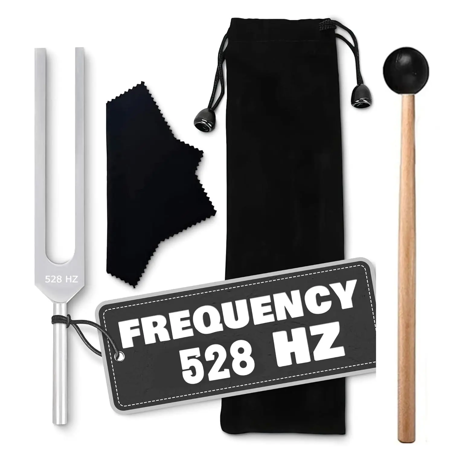 Stainless Steel 528 Hz Tuning Fork with Mallet Set, Percussion Instrument for DNA Repair & Nervous System Testing, Health Care Spiritual Accessory for Dispelling Bad Energy, Stainless Steel Fork