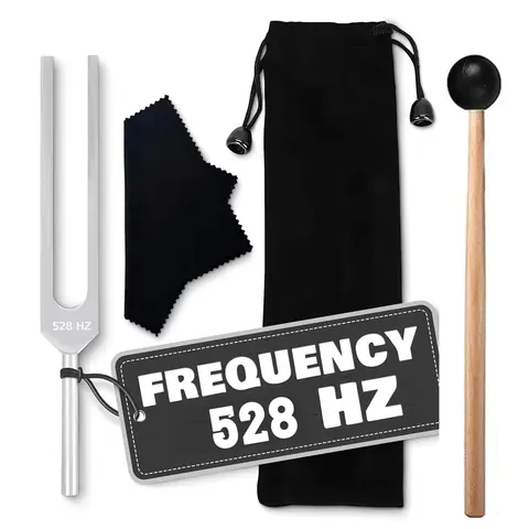 Stainless Steel 528 Hz Tuning Fork with Mallet Set, Percussion Instrument for DNA Repair & Nervous System Testing, Health Care Spiritual Accessory for Dispelling Bad Energy, Stainless Steel Fork