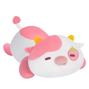 MeWaii Plush Body Pillow, Pink Strawberry cows  Stuffed Animals Squishy Pillow, Cute Plushies Cuddle Pillow for Kids, Long Animal Pillow Plush Toys, Birthday Gifts Halloween Christmas Gift for Girls Boys