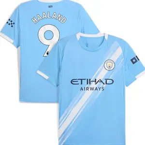 Unisex Soccer/Football Premier League Club Manchester City Erling Haaland Home/Away 2025/26 Home Replica Player Jersey - Sky Blue