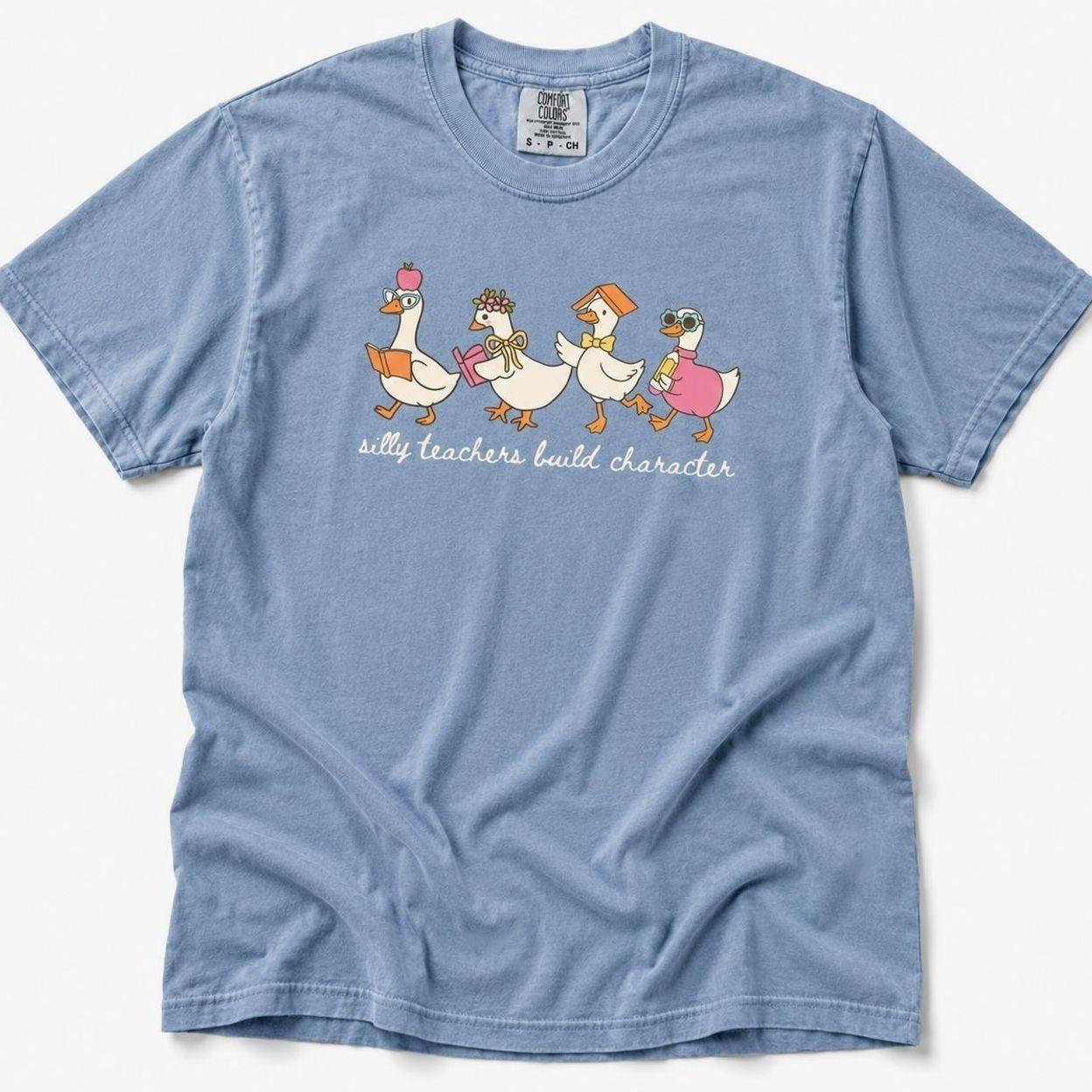 Comfort Colors Silly Teacher Goose T-Shirt, Funny Silly Goose Teacher Life Shirt, Back to School Classroom Outfit Apparel, Elementary School Educator Tee, Funny Teacher Appreciation Gift for Women, Cute Grade School Teacher Graphic Tee Shirt