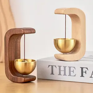Magnetic Doorbell Chime, Natural Wood & Brass Dopamine Bell, No Power Design, Classic Elegant Home Bedroom Entrance Decor
