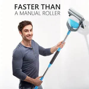 2024 Automatic Paint Roller Kit, GORIFEI 8-Inch Ejection Paint Roller Brush with 1.2L Capacity Paint Bucket, Contains the Extension Pole from 26" to 42.5" Paint Brush Roller for Painting Walls and Ceilings