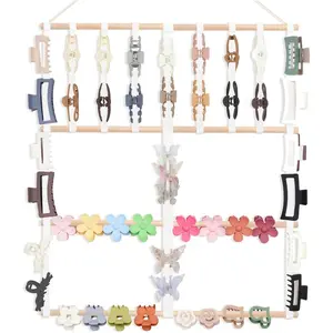 Oaoleer 1PCS Macrame Claw Clip Organizer Holder, Hanging Flower Claw Clip Holder For Women Girls, Hair Clip Hair Accessories Organizer Wall Hanging Home Decor For Wall,Door,Closet