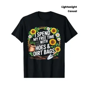 Men's Funny Gardening T-Shirt with Dirt Bags & Lawn Care Pun Design - Humor Slogan T-Shirt for Gardeners, Casual Short Sleeve Tee with Hoe & Dirt Print, Casual Lightweight Funny Saying Casual T Shirt