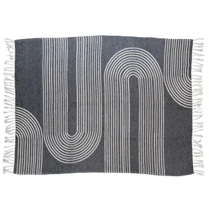 Cotton Jacquard Throw w/ Arch Design & Fringe