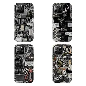 Nirvana Rock Band Tough Phone Case, Iconic Music Art Shockproof Drop Protection Heavy Duty Protective Cover, Trendy Style Birthday Gift Accessory for iPhone 11 12 13 14 15 16 17 Pro Max Plus