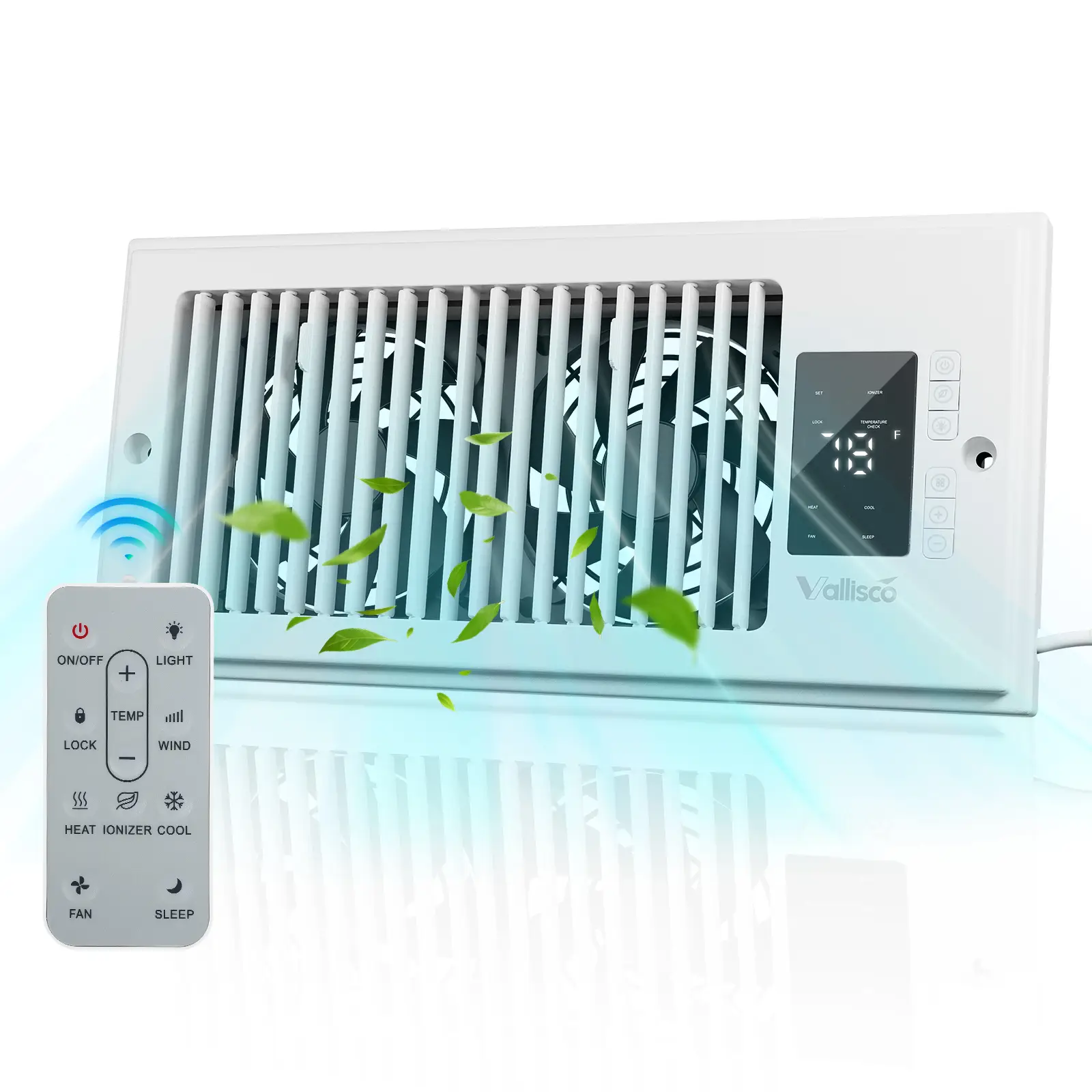 Register Booster Fan 4"x10", 6"x10"10-Speed Quiet Vent Fan with Negative Ion, Thermostat & Remote, Enhances and Improves Heating & Cooling Efficiency,