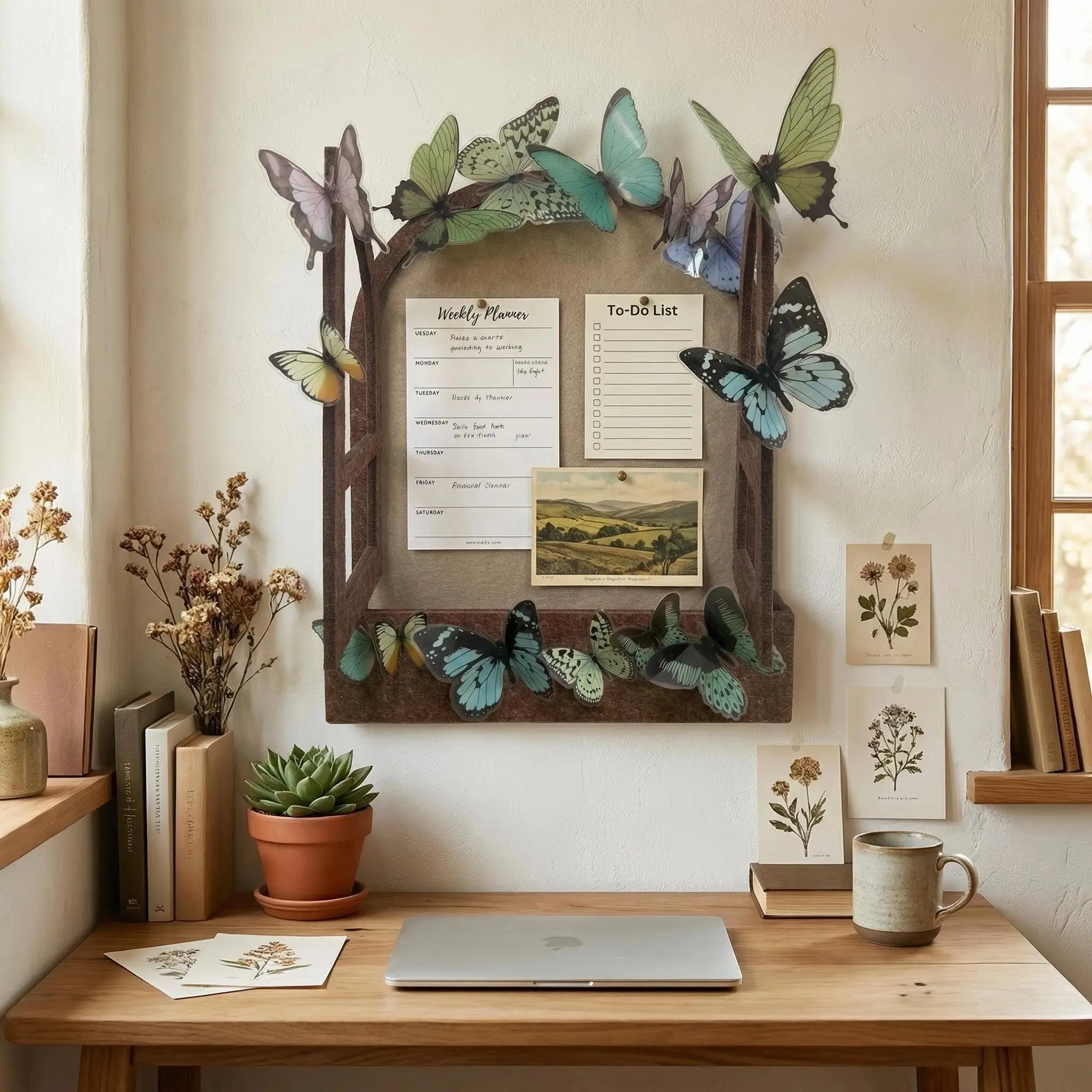 Multifunctional Butterfly Felt Board - Hanging Wall-Mounted Photo & Note Organizer, Home Decor for Room Decor