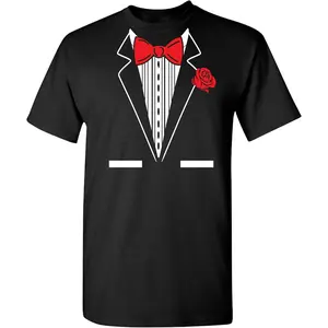 Tuxedo Shirts for Men Novelty Graphic Funny Formal Classic Black White Tux Print Casual Wedding Bachelor Prom T-Shirt