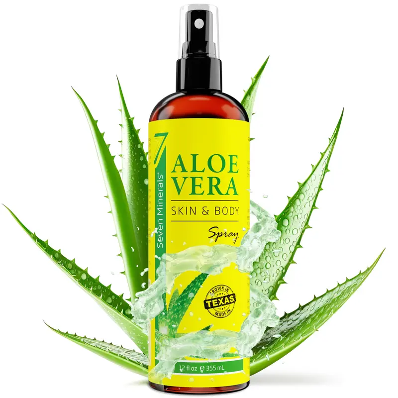 Seven Minerals, Organic AloeVera Spray for Body & Hair - No Thickeners So It Absorbs Rapidly, No Sticky Residue - Skincare Moisturizers Comfort