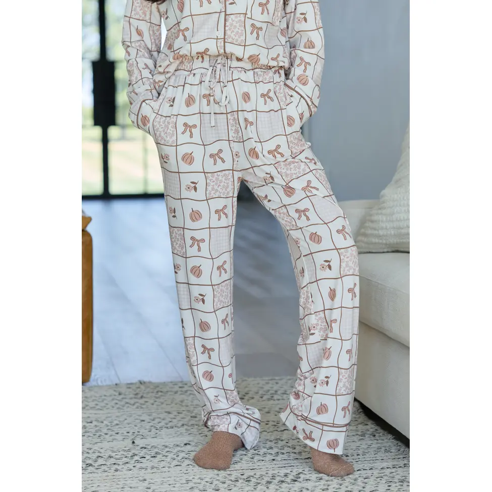 Cozy Crush Lightweight Pajama Pants - Fall Patchwork Print