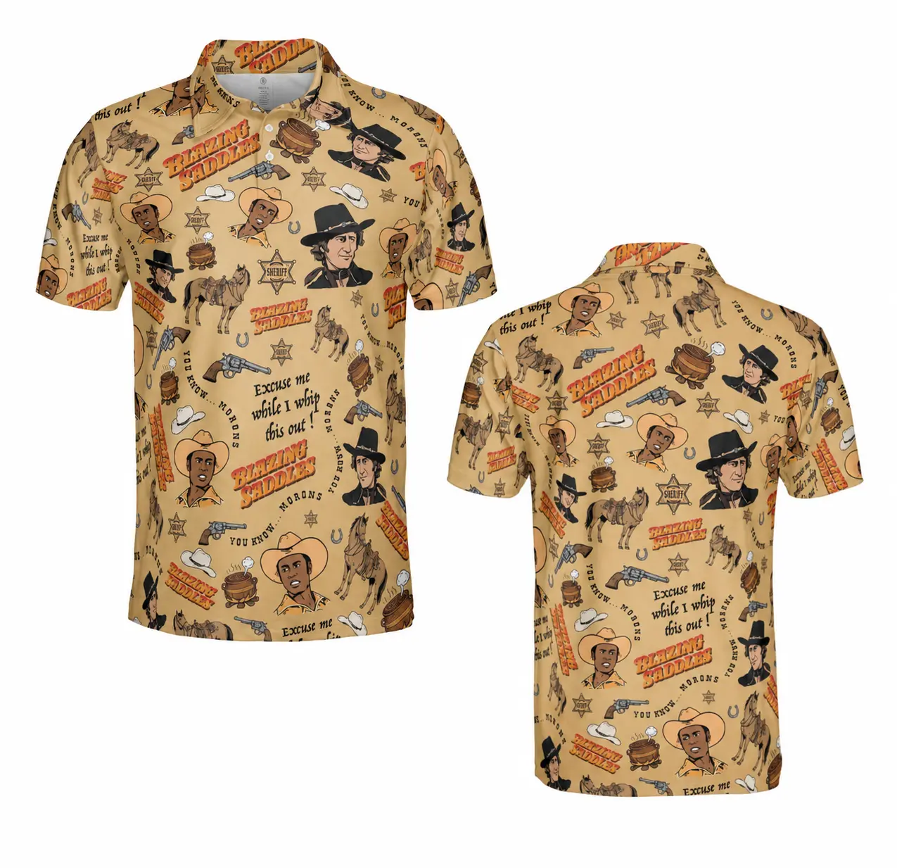 [Made-to-Order] Blazing Saddles Polo Shirt, Movie Shirt, Best Gift For Fan, Unisex Graphic Print Shirt