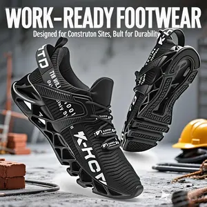 Men's Safety Shoes Steel Toe Protection Work Shoes Anti-smashing Anti-puncture Anti-slip Labor Protection Shoes Casual Fashion Sports Shoes Four Seasons Breathable Lightweight Wear-resistant Construction Decoration Shoes