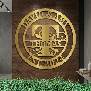 Custom family name metal monogram sign or ornament, last name sign, metal initial, personalized wedding monogram, custom anniversary gift,