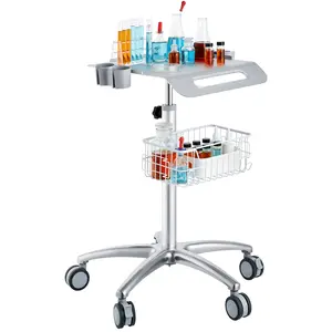 VEVOR Medical Cart,  Salon Cart with Wheels, Mobile Trolley Cart 26.77"-42.91" Height Adjustable, Metal Salon Stations for Hair Stylist, Rolling Desktop Lab Cart for Clinic, Beauty and Salon