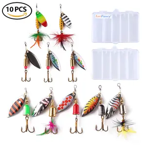 10pcs Fishing Lures Spinnerbaits Bass Trout Salmon Hard Metal Spinner baits with Box torpedofishing lure bass fishingbait