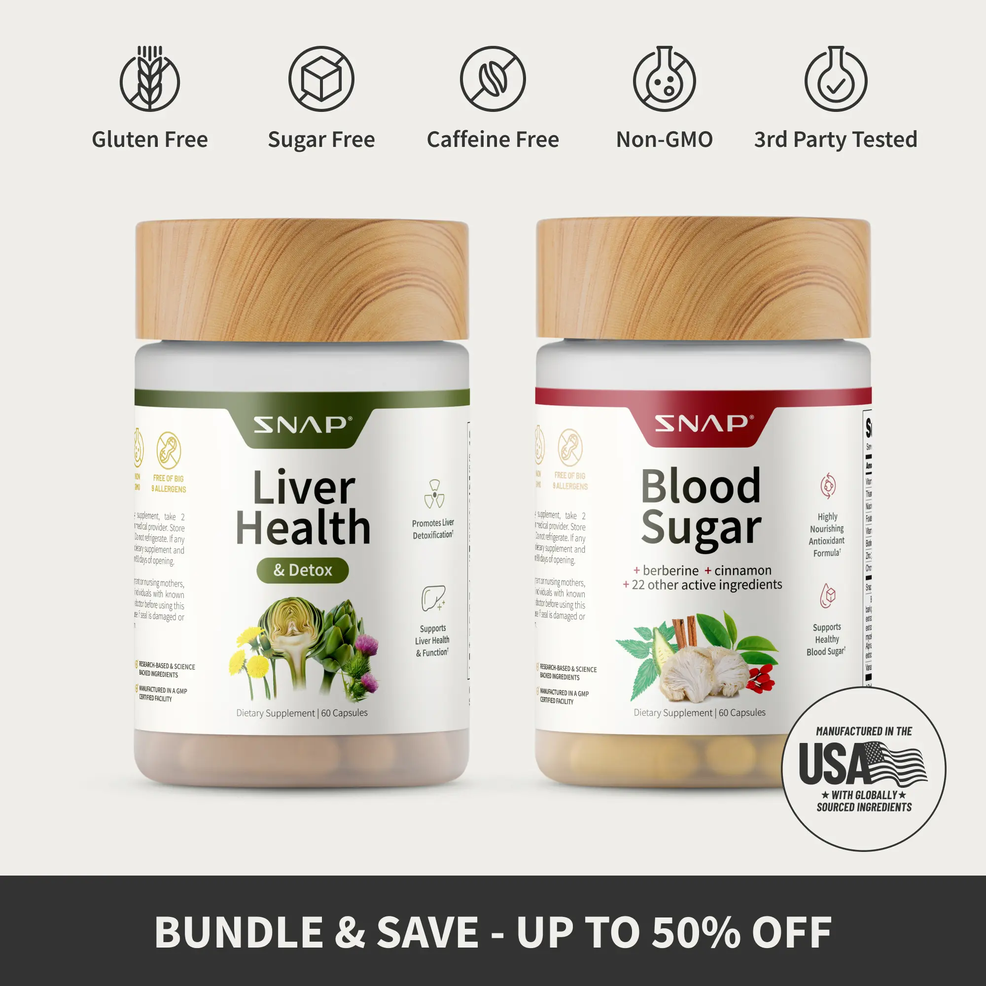 Snap Supplements Liver Health + Blood Sugar Blend Bundle