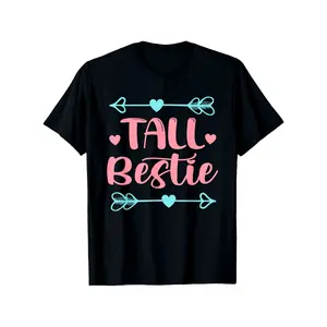Best Friends Matching T-Shirts - Black with Pink & Teal Accents - Stretch Fit 100% Cotton Birthday & Bestie Gifts - Heart Arrow Friendship Design - Sizes S-XXXL for Women & Men - Ideal for Best Friend Outfits & Couples Activities