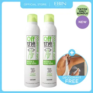 EBIN Off The Record Fresh Reset Duo (Tropical Paradise) 2-Pack Dry Shampoo + FREE Deodorant Spray | Oil Control, Odor Protection, All-Day Fresh