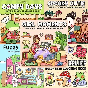 5-Piece GIRL MOMENTS|FUZZY FRIENDS|STRESS RELIEF|SPOOKY CUTIE|COMFY DAYS| Adorable Coloring Book for Adults and Teens Including