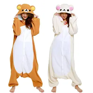 Rilakkuma Kawaii Onesie Pajamas for Women Men Anime Cartoon Warm Nightwear Adults Fashion Comfortable Jumpsuit Cosplay Clothing