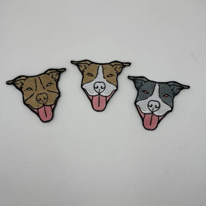 Pitbull Dog Head Embroidered Patches | Variety of colors