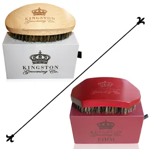 Kingston Grooming Co. Premium Boar Hair Brush Bundle- Original and FIRM! Wave Brushes for Men- Boar Hair Brush for Men, Perfect Edge Brush, Heatless Haircare, Hair Waver, 360 Wave Brush - Travel Case Storage!