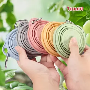 Foldable Silicone Cup with Lid & Buckle, 1 Count Portable Collapsible Travel Cup, Outdoor Tableware for Camping & Hiking, Portable Travel Mug