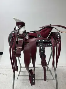 Charro Saddle 15.5” – Black &  Red Bordada “El Patron” (Set Completo)