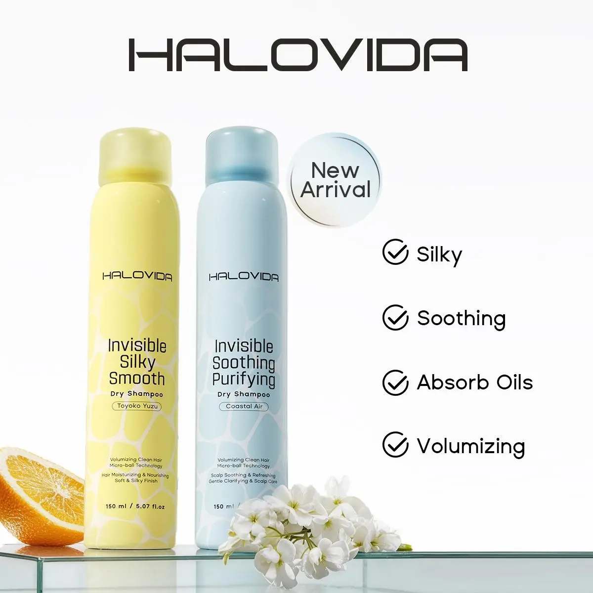 HALOVIDA Volumizing Dry Shampoo with Herbal Formula, Oil Absorbing Powder for Instant Volume, Shine & Scalp Care, 5.07 oz, Haircare, Voluminous Hair, Glossy Hair, Frizz Control, Scalp Care Routine, Hair Dry Shampoo