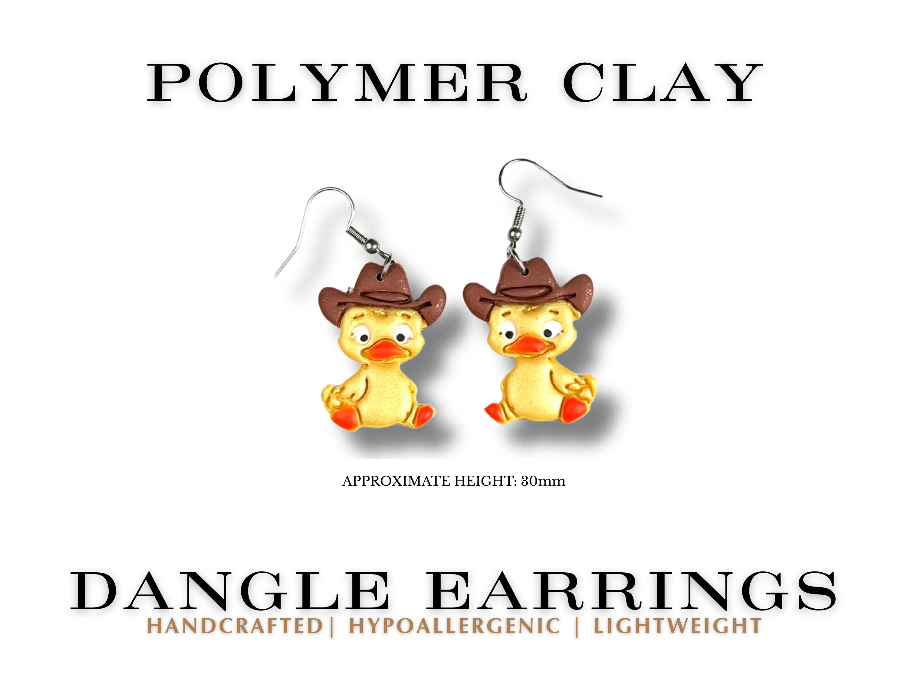 Cute Cowboy Duck Earrings, Western Duck Dangle Earrings, Farm Animal Jewelry, Country Cowgirl Gift, Funny Duck Earrings