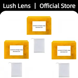 Great Value 3PCS Lemon Turmeric Kojic Acid Soap, Turmeric & Kojic Acid Brightening Soap, Dark Spot Remover, Kojic Acid Soap, Body Care Soap/Body Wash — Lemon, Flawless, Organic