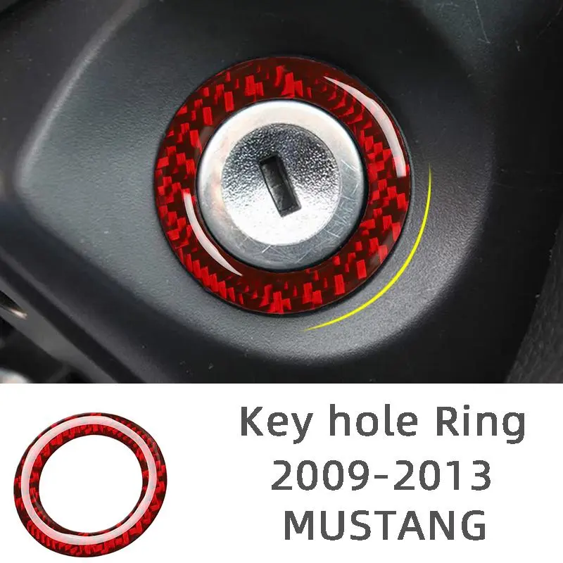 Key Hole Trim Ring Carbon Fiber Decoration Stickers Car Stickers For Ford Mustang 2009-2013 Interior Accessories