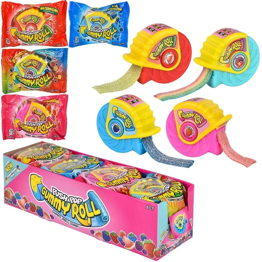Topps Push Pop Gummy Roll Dispenser 1.4 oz 8ct