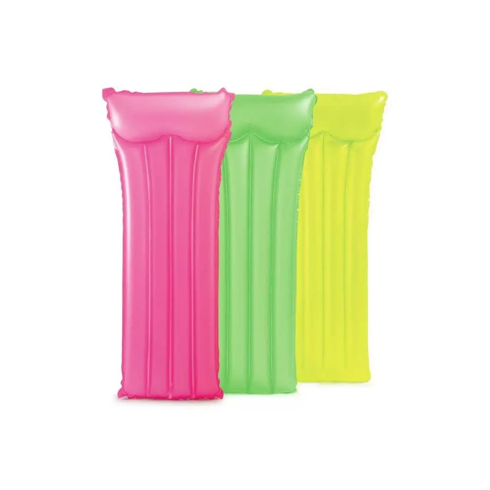 Intex Neon Frost Air Mat – Inflatable Pool Float Lounge, 72" x 30", Built-In Pillow, 2 Air Chambers, Durable Vinyl, Colors May Vary