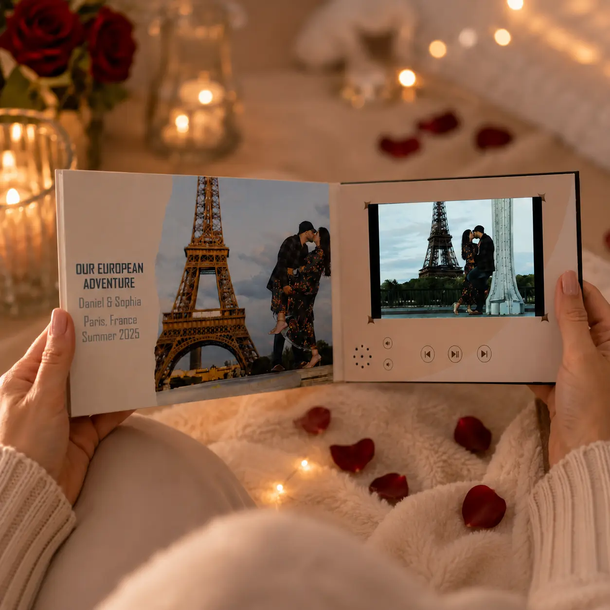 PEEKAHBOOK Your Personalized Video Book, with 7" HD Screen, 4GB Memory, High quality built-in audio, Rechargeable Battery | Upload Your Videos & Photos | Fully Customized Cover with Photo & Text | Premium Magnetic Gift Box & Bag | Digital Brochure Decor
