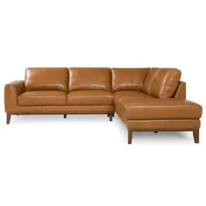 Mayfair Tan Leather Right Sectional Sofa