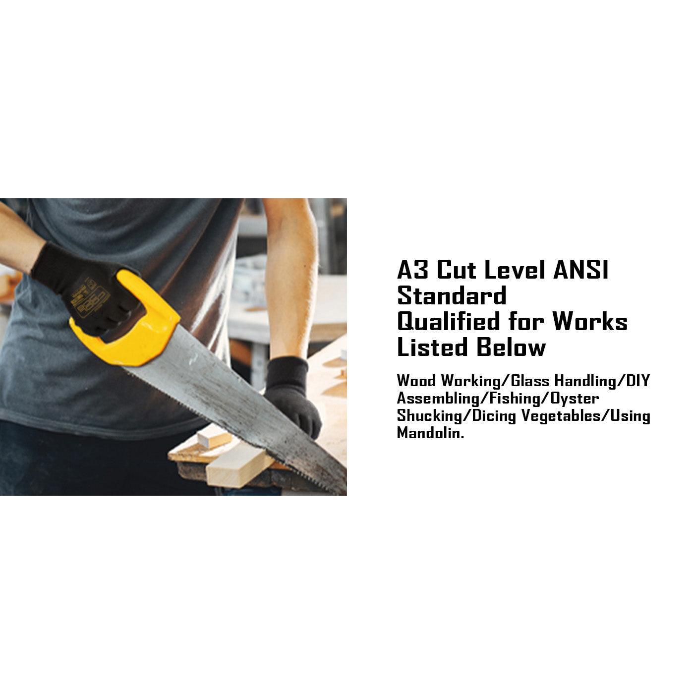 COOLJOB A3 Cut Resistant Safety Work Gloves, Touchscreen, Fishing Gloves(Black)