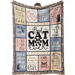 SteadStyle Christmas Cat Mom Gifts - Best Ever Blanket for Cat Lovers, Funny Cats Lady Presents for Women, Cozy Cats-Themed Gift for Birthday, Christmas, Mother’s Day 60'' x 50''