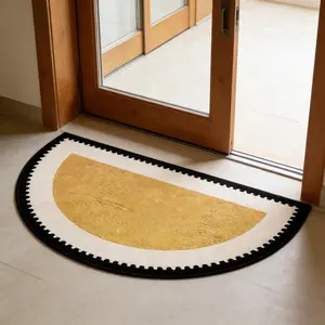 Wave Edge Half Round Door Mat, High Elastic Velvet Anti-Slip Dustproof Rug, Versatile Entryway Bedroom Carpet, Polyester Rug, Home Decor Rug