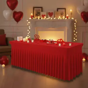 Rectangular Stretch Table Skirt, Polyester, Ideal for Indoor/outdoor Use, Perfect for Parties, Weddings, Picnics, Camping
