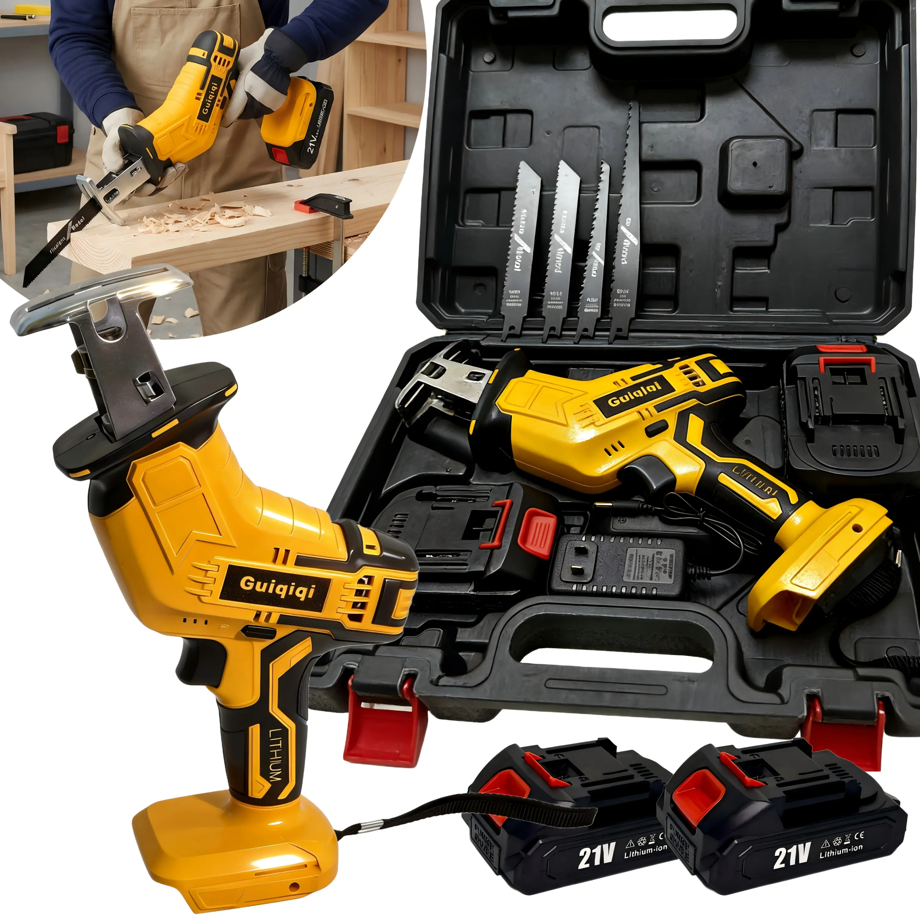 Newly Upgraded Electric Reciprocating Saw, Wireless Hand Saw Equipped With Safety Lock, Suitable For Multi-purpose Cutting, Optional 1/2 Battery, Including Replaceable Saw Blade And Toolbox, Discounted Price For Tool, Men's Gift, Mother's Day Gift