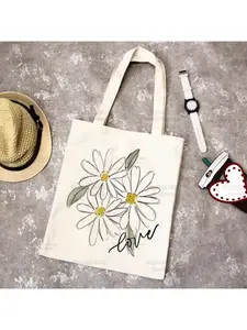 Love Daisy Canvas Shopping Bags Tote Bag Eco Reusable Feeling Daisy Shopper Bag Canvas Shoulder Bag Large Handbag Men Women Bags