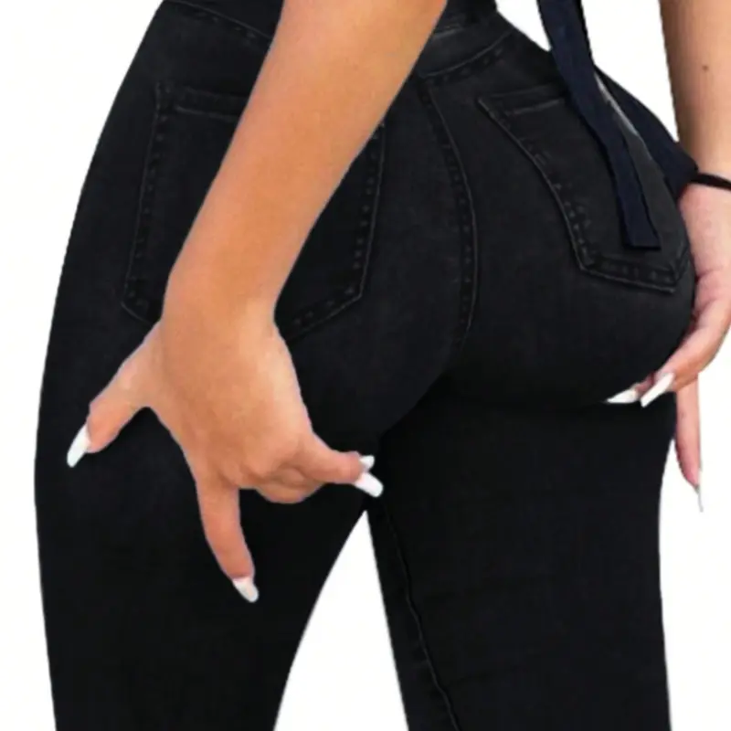 Women's Casual Streetwear Tight-Fitting Denim Jeans, Perfect for Music Festivals, Fashionable and Elegant, Spring Summer Style, Elastic Fitted Jeans