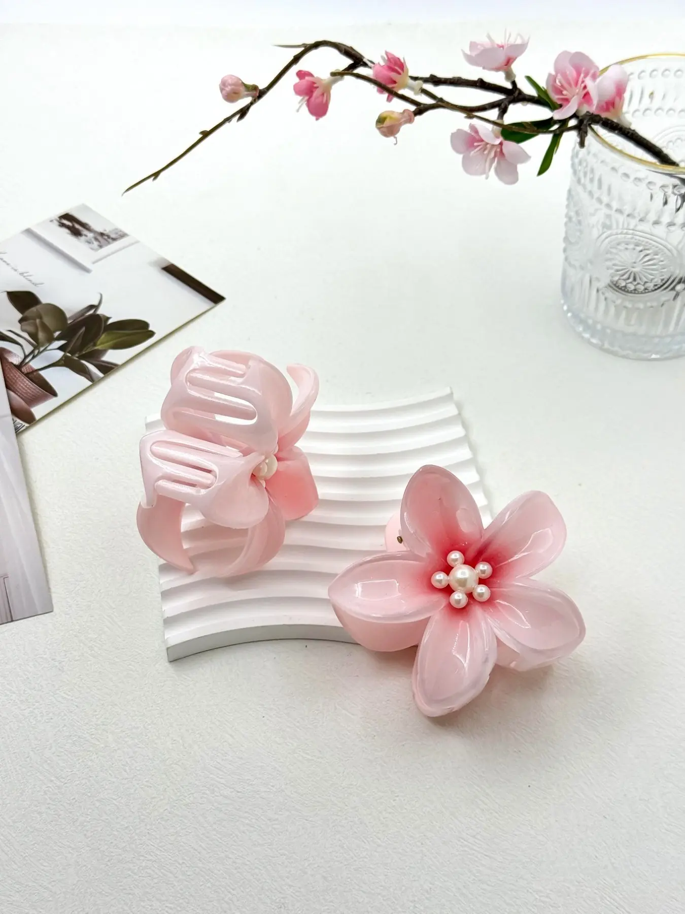 NEW Elegant Pearl Floral Summer Preppy Y2K Hair Accessories White Vintage Flower Pearl Barrette Earring Tassel Hair Pin  main image 3