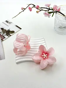 Large Plastic Pearl Flower Hair Claws, Clip In Claw, Sweet Floral Hair Clips, Comfortable Wear, 6 Colors, Y2K Style, Party Accessories for Women