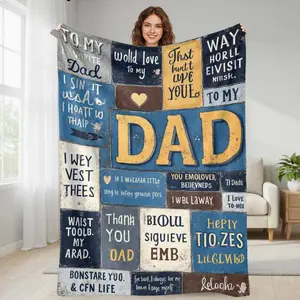 Father Love Quote Flannel Blanket Inspirational Dad Typography Print Cozy Soft Warm Durable Machine Washable Perfect for Living Room Office Sofa Bed Father's Day Gift Home Decor summerwins