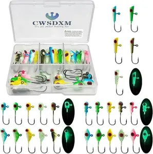 Glow Ice Fishing Jigs Winter ice Fishing Lures Fishing Gear for Ice Jigging Panfish, Pike, Walleye, Perch and Crappies 25pcs…