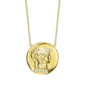 Roman Courage Token Necklace- 14k yellow gold